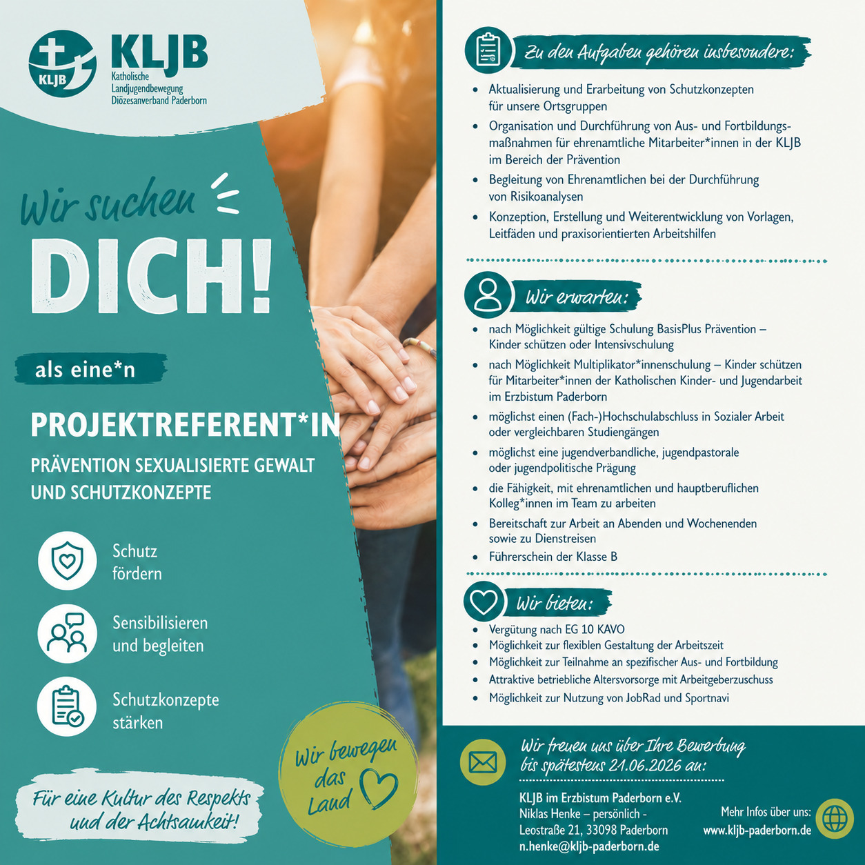 Wir suchen: Projektreferent*in „Prävention sexualisierte Gewalt und Schutzkonzepte“